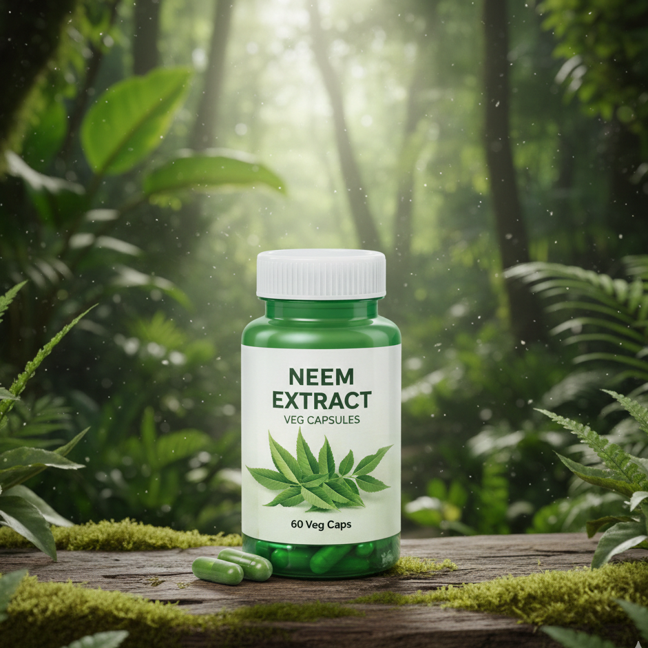 Neem Extract Veg Caps - 60 Capsules| Natural Skin & Detox Support