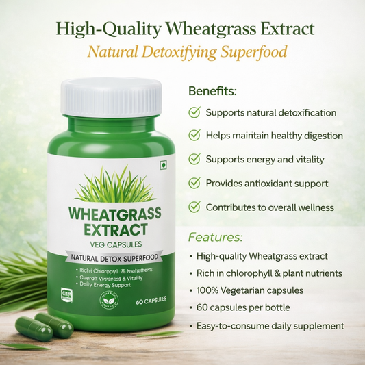 Wheatgrass Extract Veg Caps - 60 Capsules| Natural Detox & Energy Support