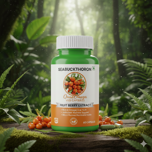 Seabuckthorn QuadOmega Fruit Berry Extract – 60 Veg Capsules | Omega 3-6-7-9 Support